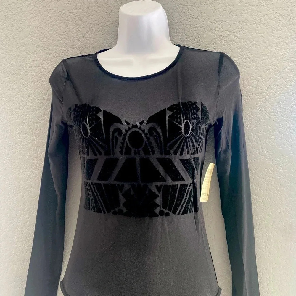 NWT Arden B. Long sleeve sheer bodysuit